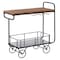 Vintiquewise Metal Wine Bar Serving Cart with Rolling Wheels, Glass Holder, and Wine Rack QI004280 - alternate 2